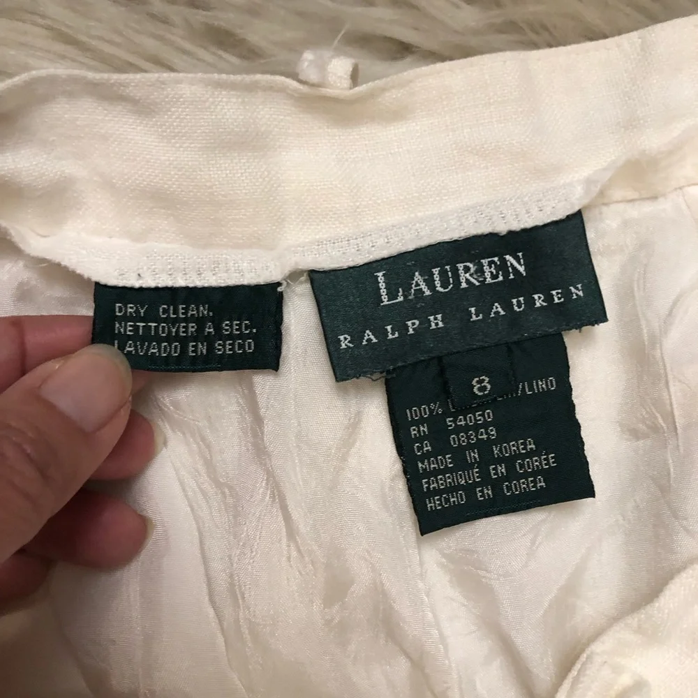 Lauren Ralph Lauren 100% Linen Coastal Grandma Straight Leg Womens Pants size 8
